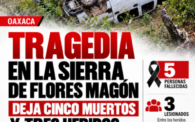 Camioneta cae a barranco de 150 metros en la Sierra Flores Magón; mueren cinco personas