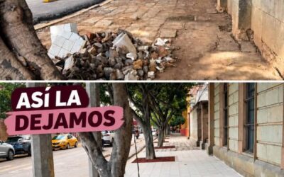 Ray Chagoya anuncia fin de la primera etapa de rehabilitación de banquetas en el Panteón General y San Miguel