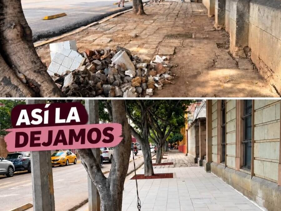Ray Chagoya anuncia fin de la primera etapa de rehabilitación de banquetas en el Panteón General y San Miguel